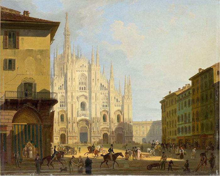 Giovanni Migliara Veduta di piazza del Duomo in Milano Germany oil painting art